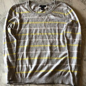 Gap Grey and Yellow Striped Crew Neck Sweater